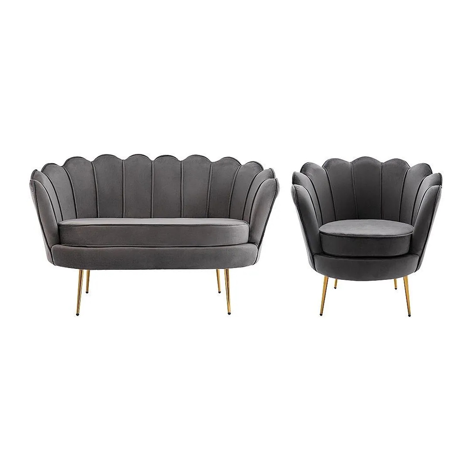 Vente-unique Couchgarnitur Mit Sessel Dandelion Anthrazitgrau 124 cm  78 cm