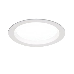 Weißer, runder Orion LED Einbaustrahler, dimmbar, mit einstellbarer Lichtfarbe (3000K-6000K).