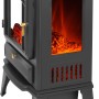 Schwarzer El Fuego Elektrokamin Como mit Heizung und Flammeneffekt.