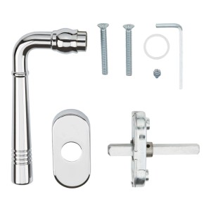 SOTECH Fenstergriff FREJA Chrom poliert, Set mit Griff, Rosette, Vierkantstift und Befestigungsmaterial. Eisenwaren.