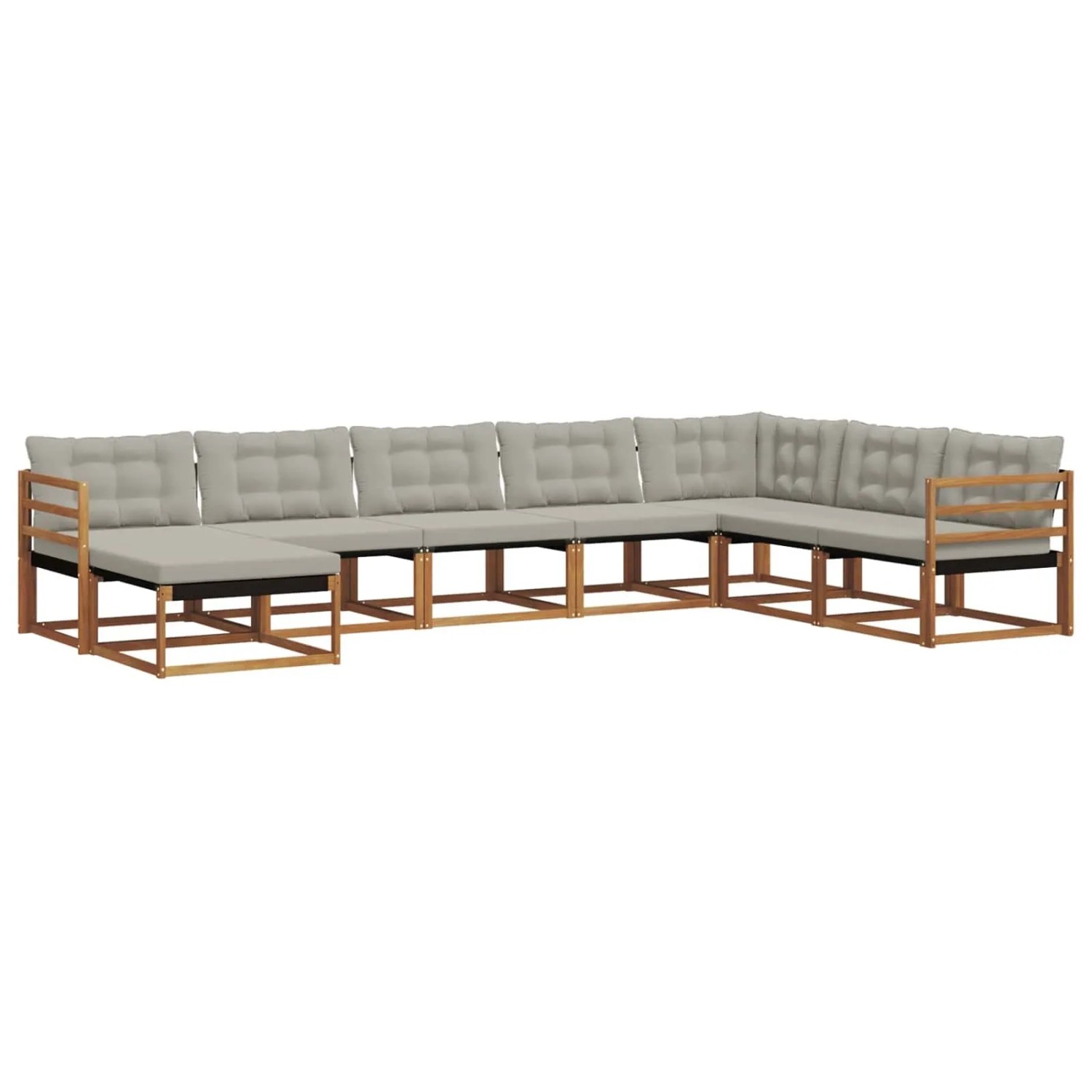vidaXL Outdoor-Sofagarnitur mit Kissen 8-Tlg Natur und Hellgrau 3369734