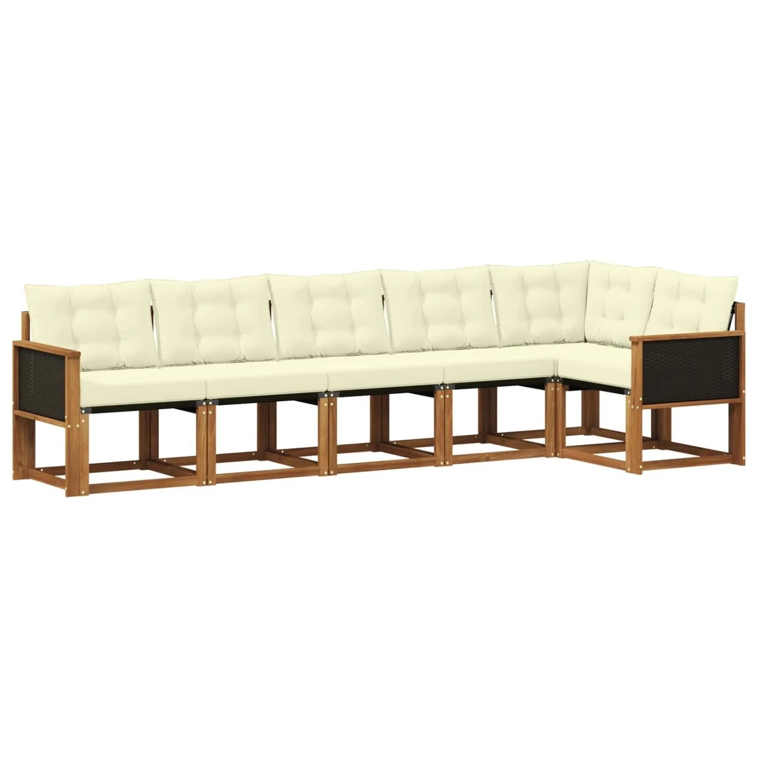 vidaXL Outdoor-Sofagarnitur mit Kissen 6 Stk Natur und Creme 3381974