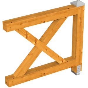 Skan Holz Brüstung Andreaskreuz, 108x84 cm, Fichte Eiche hell, Zubehör für Lauben & Pavillons.