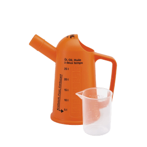 Stihl Messbecher 500 ml orange mit Skala für Kraftstoffmischung. Inkl. transparentem Messgefäß. Kettensägen Zubehör.