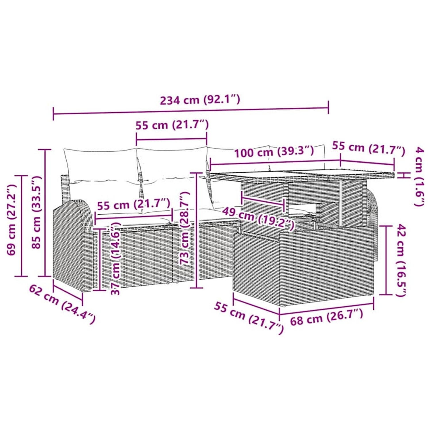 vidaXL 5-Teiliges Garten-Sofa-Set mit Kissen Beige Poly Rattan 3348546 günstig online kaufen