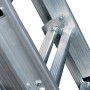 Detailaufnahme Euroline Premium Schiebeleiter: Aluminium, Sprossen und Verschraubung.
