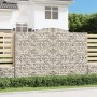 Silberne vidaXL Gabione mit Hochbogen, gefüllt mit Steinen, als dekorativer Sichtschutz im Garten.