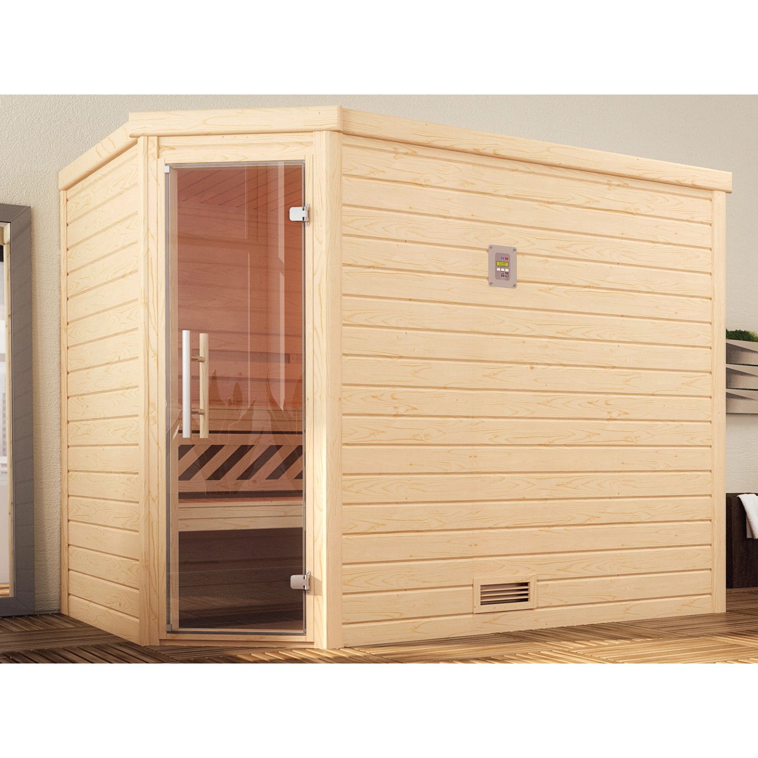 Weka Massivholz-Ecksauna 536 BioS Set Gr. 2 mit Glastür günstig online kaufen