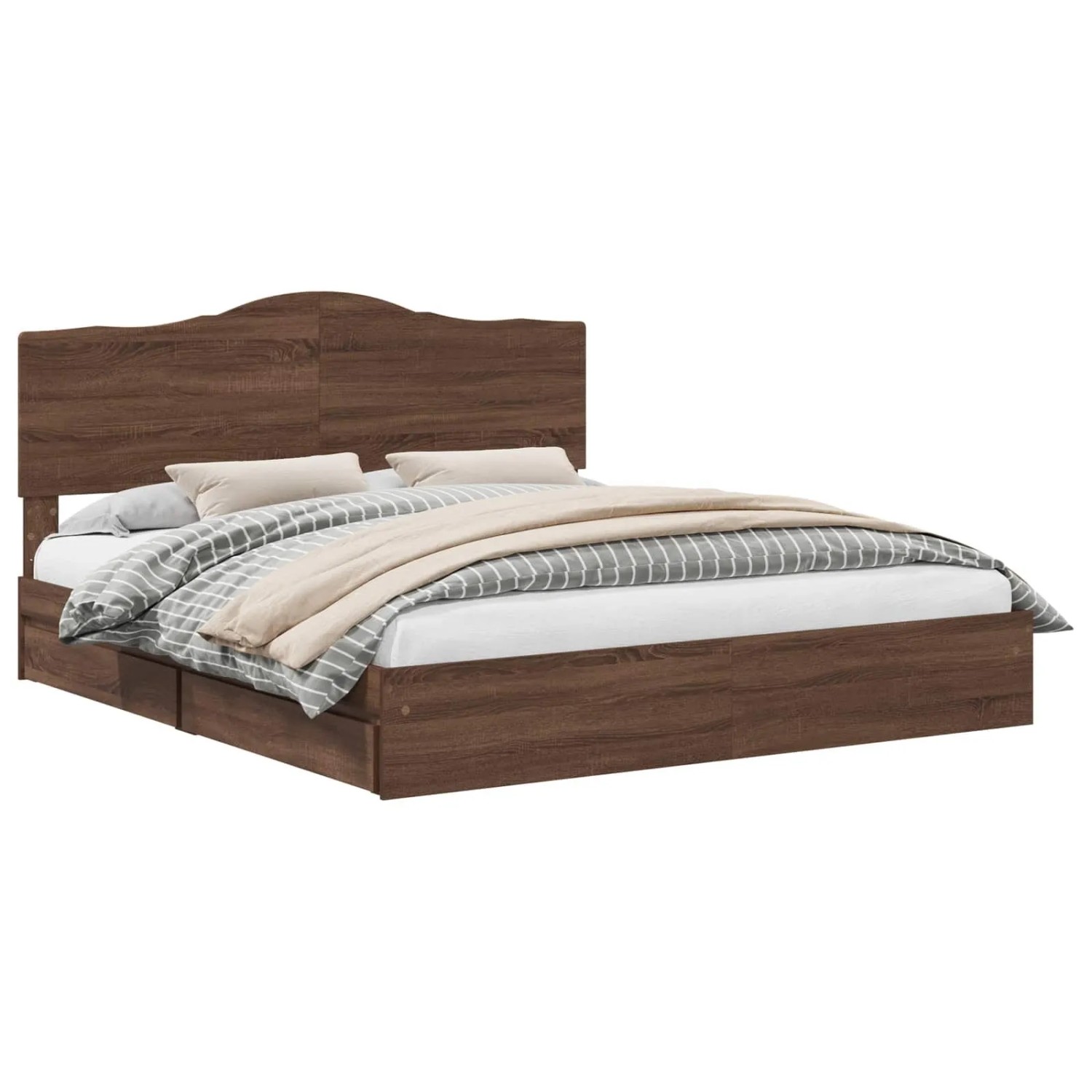 vidaXL Stauraumbett Braun Eichen-Optik 200 x 200 cm Holzwerkstoff 3413477 günstig online kaufen