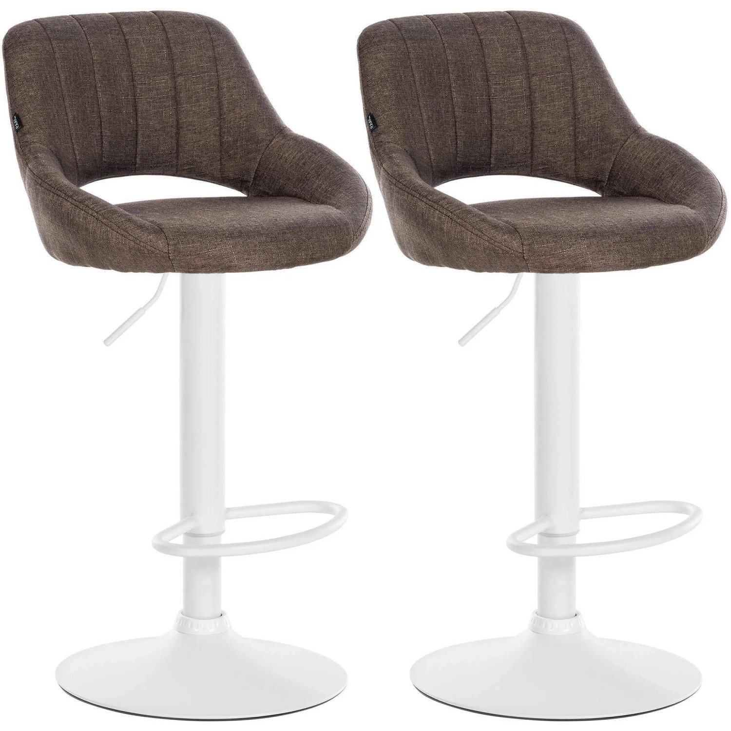 DELUKE 2er Set Barhocker SEGAD Stoff Braun 47x48x85cm Weiß Barstuhl Mit Lehne Tresenhocker Tresenstuhl