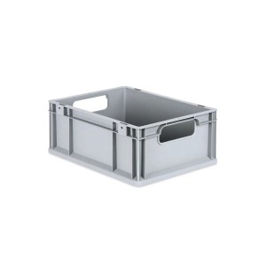 Graue PROREGAL Eurobox Nextgen Economy, 16 Liter, mit offenen Griffen. Aufbewahrungsbox für Lager und Transport.