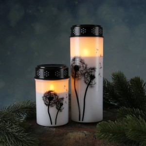 2er Set LED Grablichter mit Pusteblumen-Motiv, batteriebetrieben mit Timerfunktion.