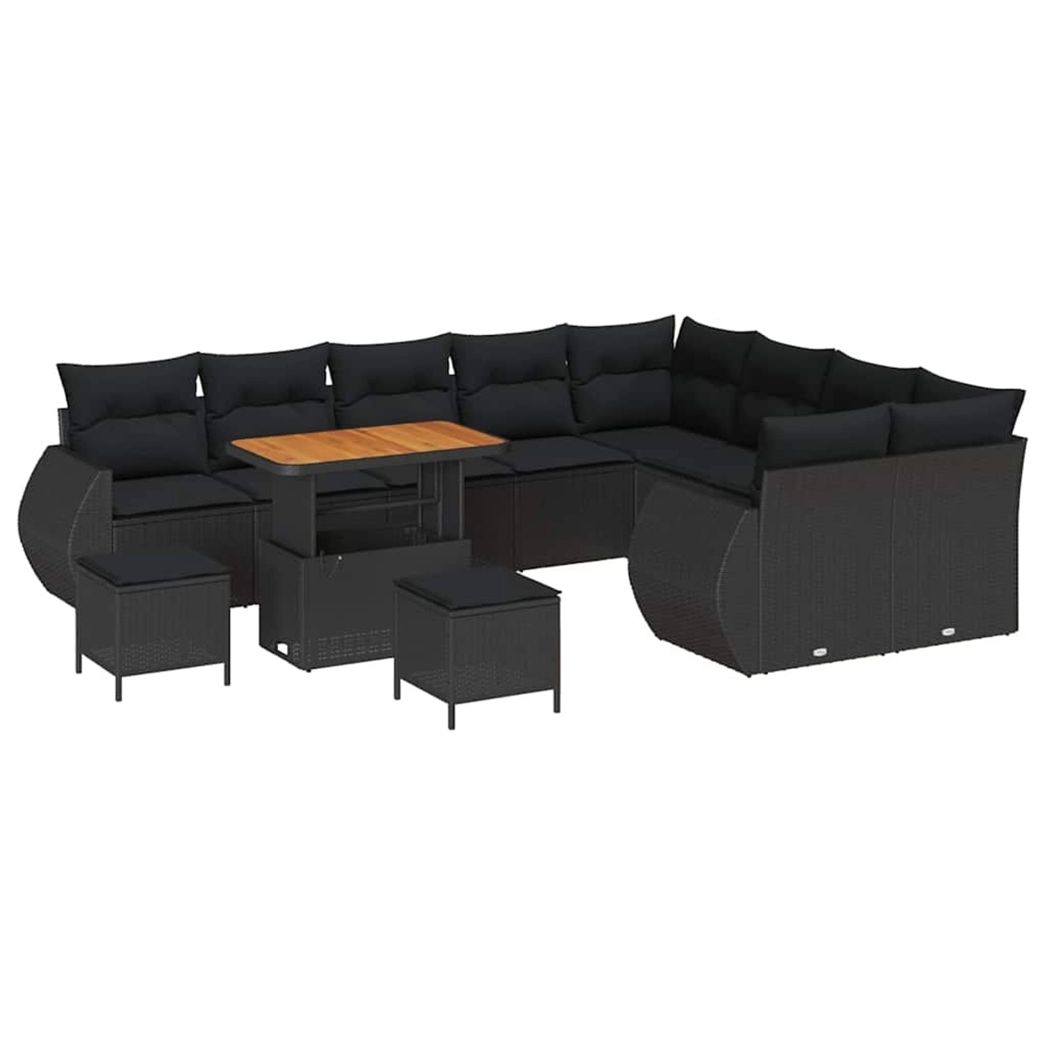 vidaXL Garten-Sofa-Set 12-Tlg Schwarz Poly Rattan 3361914 günstig online kaufen
