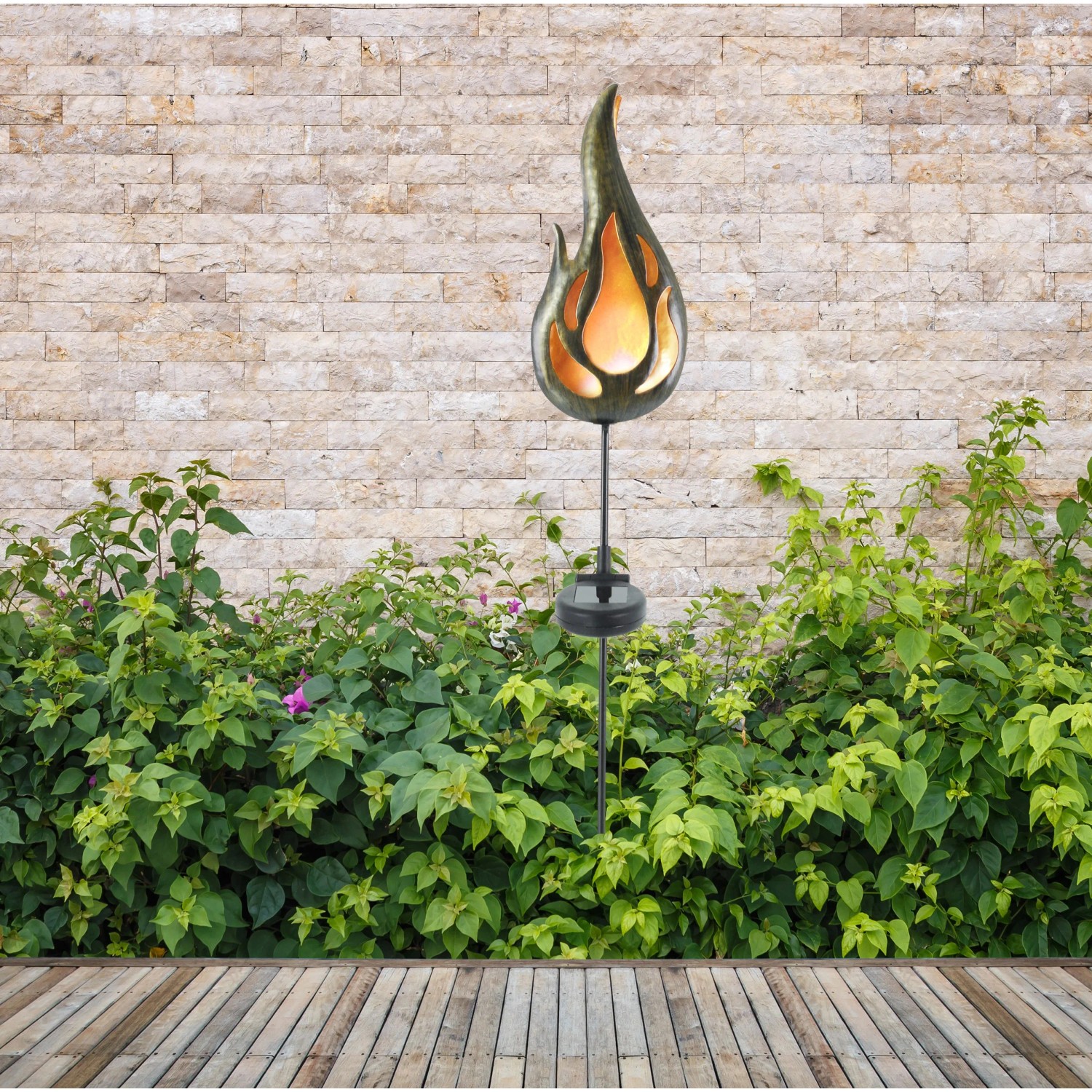 Näve LED Solarleuchte Garten Erdspieß Flammeneffekt Bronze kaufen bei OBI