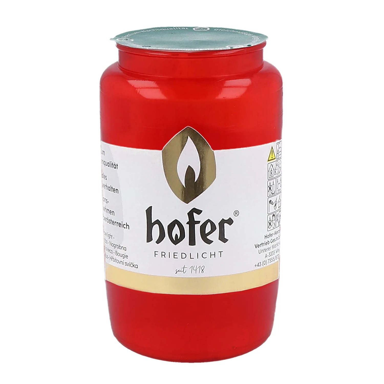 Hofer Kerzen Kompositions-Öl-Licht Nr. 3 Rot 95 mm