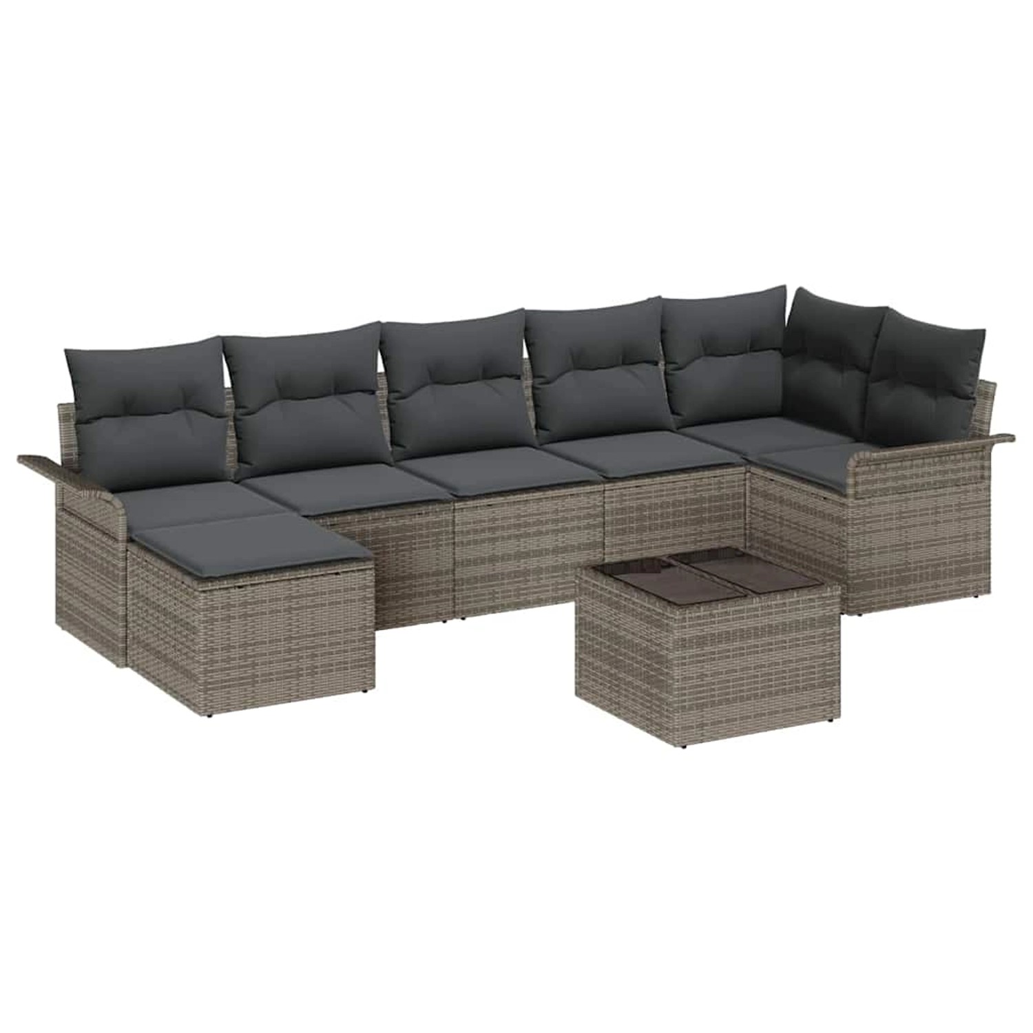 vidaXL Garten-Sofa-Set mit Kissen 8-Tlg Grau Poly Rattan 3345459 günstig online kaufen