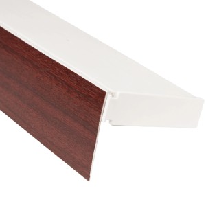 Bestlivings Vorhangschiene 90 cm mit Blende in Nussbaum Optik.