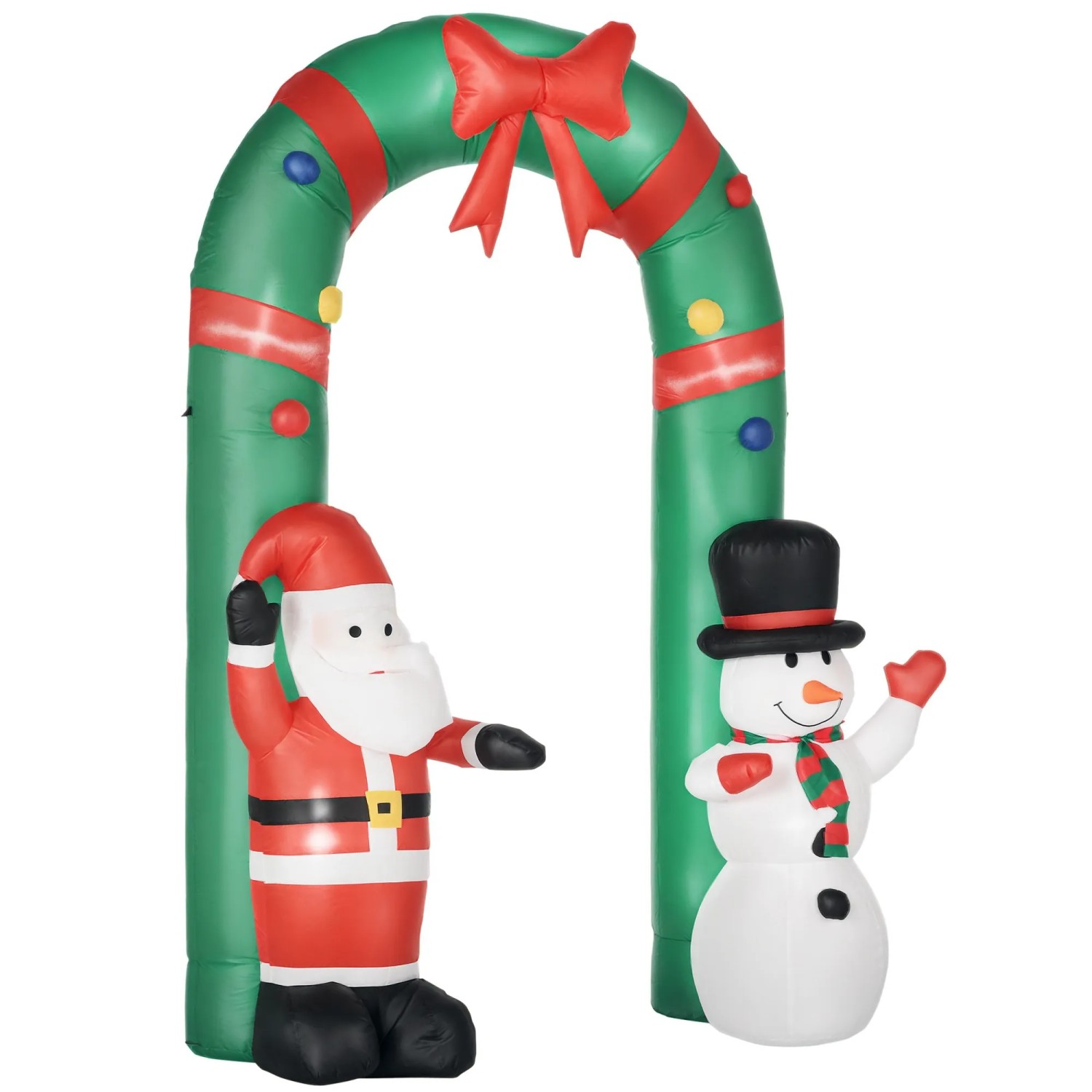 HOMCOM Aufblasbarer Weihnachtsdeko 2,45 m mit Weihnachtsmann und Schneemann