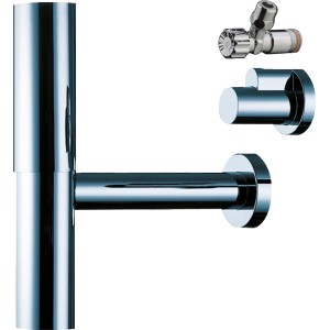 Hansgrohe Designsiphon Flowstar Set, Chrom, mit Siphon und Eckventil.