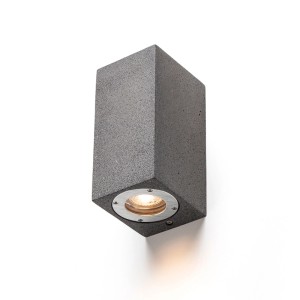 Moderne Rendl Aussenleuchte Kane II aus grauem Beton, Wandleuchte mit GU10 LED, IP65 Schutz.
