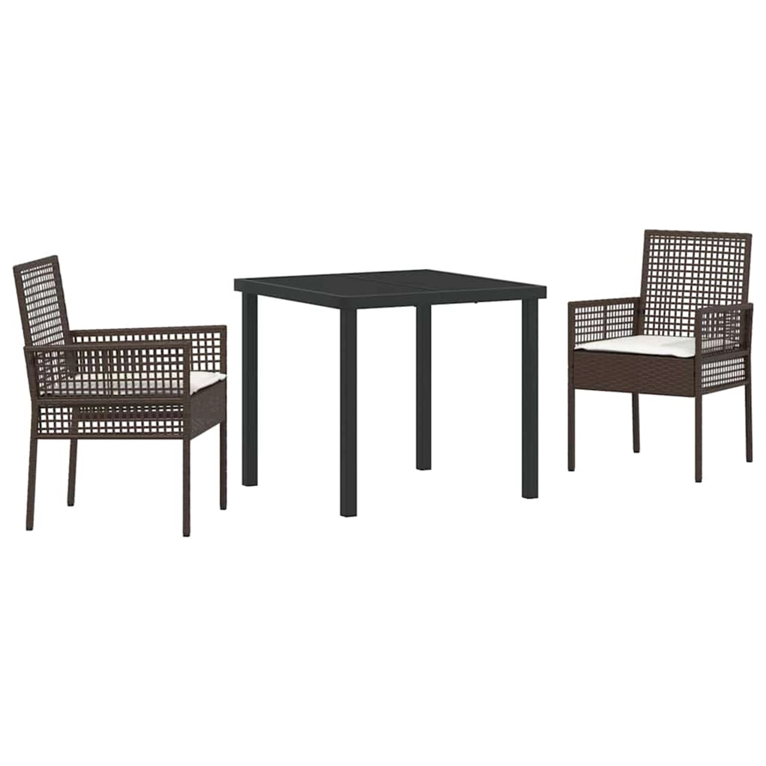 vidaXL 3-Teilige Garten Esstisch Set mit Kissen Braun Poly Rattan 3379870 günstig online kaufen