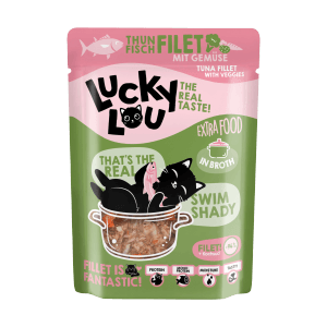 Lucky Lou Katzen-Nassfutter Thunfisch mit Gemüse in Broth, 70g Packung.