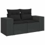 Schwarze 7-tlg. vidaXL Garten-Sofagarnitur aus Polyrattan mit Kissen.