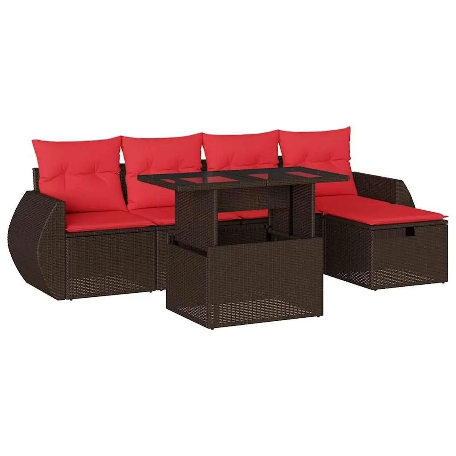 vidaXL 6-Tlg Gartensofa-Set mit Kissen Braun Polyrattan 3275134 günstig online kaufen