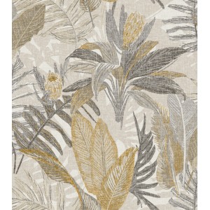 Sanders & Sanders Tapete Blätter Beige Grau und Gelb 53 cm x 10 m