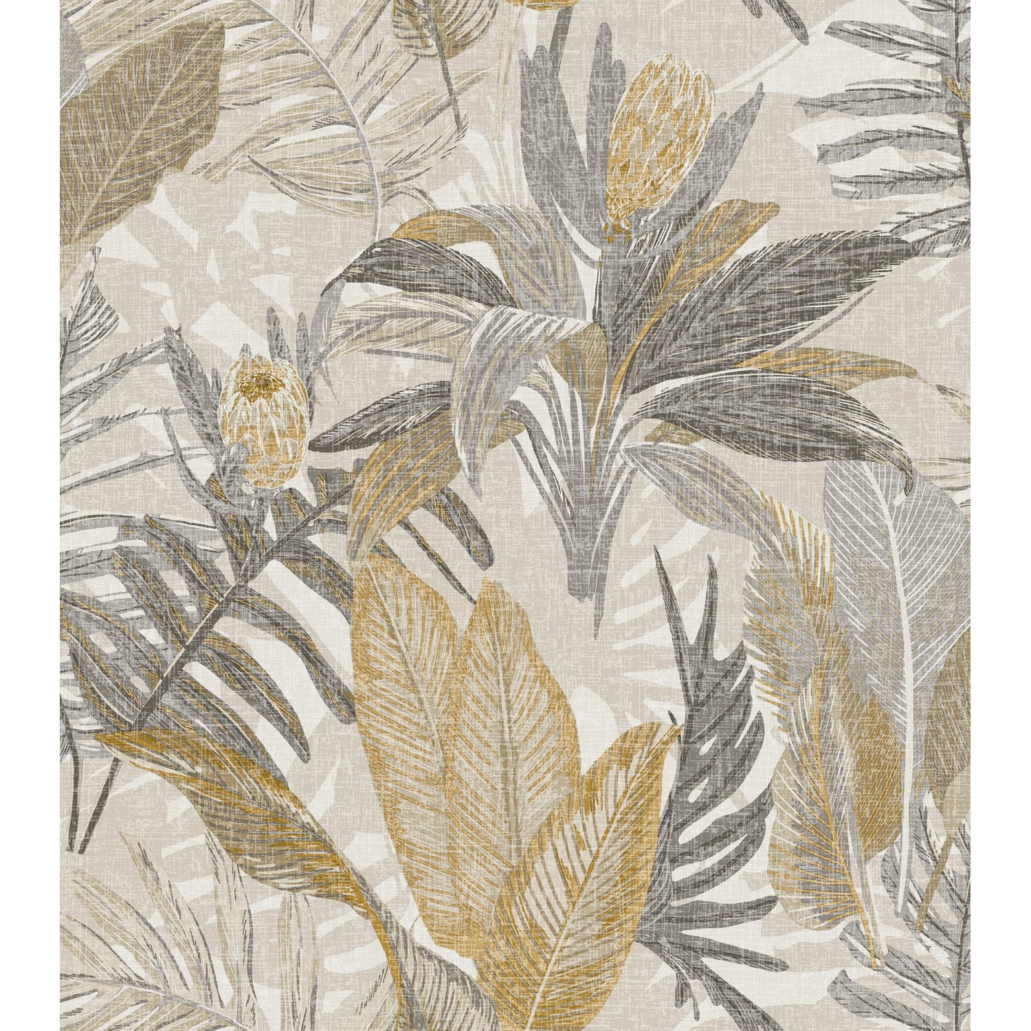 Sanders & Sanders Tapete Blätter Beige Grau und Gelb 53 cm x 10 m günstig online kaufen