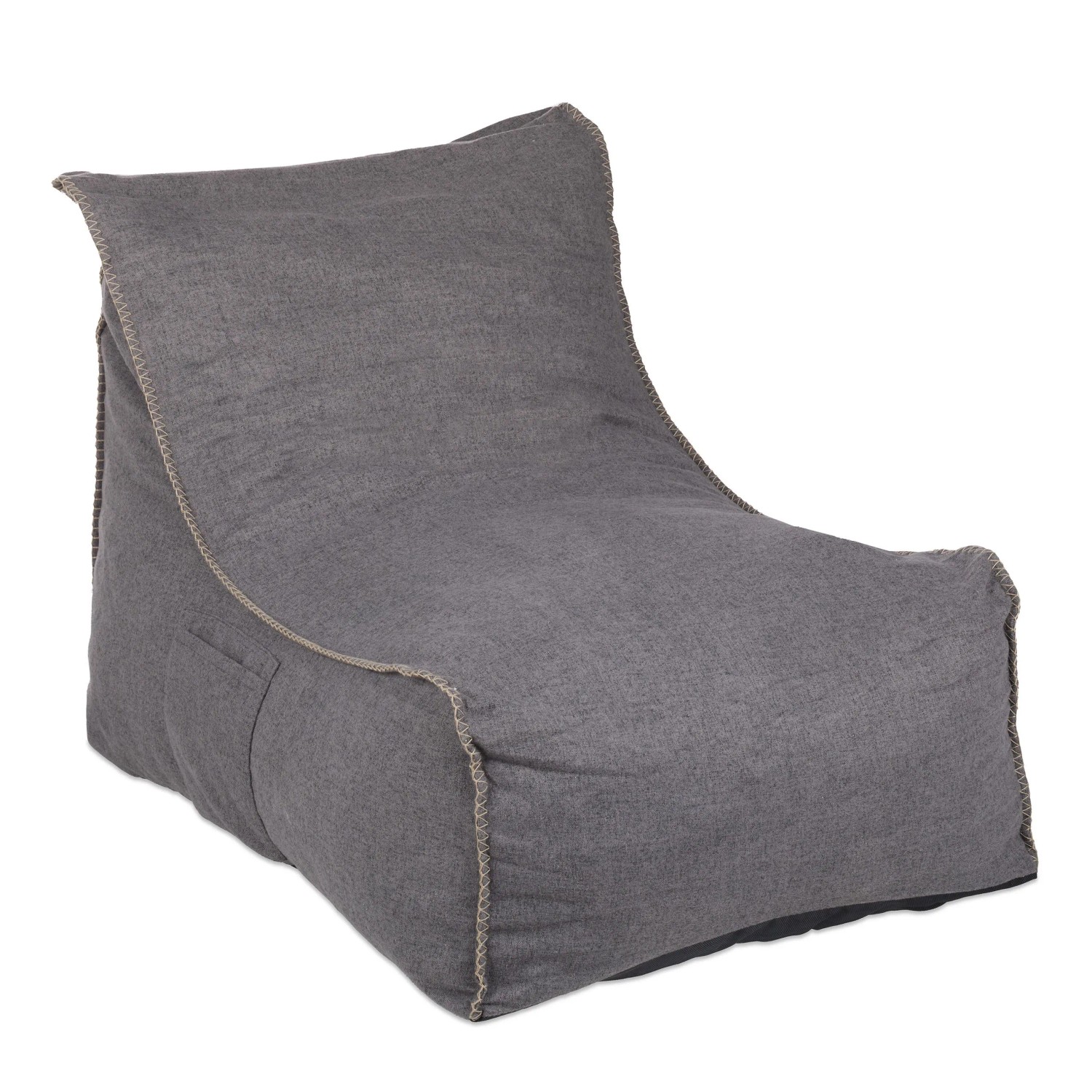 Relaxdays Sitzsack mit Lehne Baumwolle Grau Mit Taschen 62 cm x 63 cm x 90 cm 9 kg