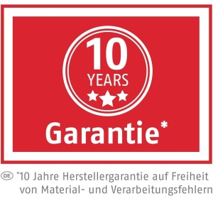Abus Fenster-Zusatzsicherung: 10 Jahre Herstellergarantie auf Material- und Verarbeitungsfehler.