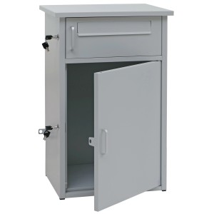 PROREGAL Paketkasten Mit 2 Fächern HxBxT 78x49x38cm Stahl Grau Paketbox Paketfach Paketstation Briefkasten