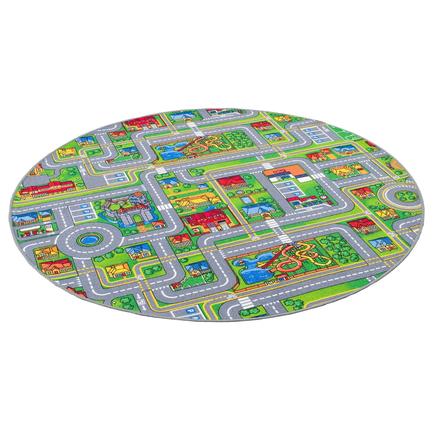 Snapstyle Kinder Spiel Teppich Abenteuerland Bunt Bunt 133cm Rund