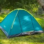 Aufgebautes Bestway® 3-Personen-Zelt Cool Ground in Grün/Gelb auf einer Wiese. Camping & Zubehör.