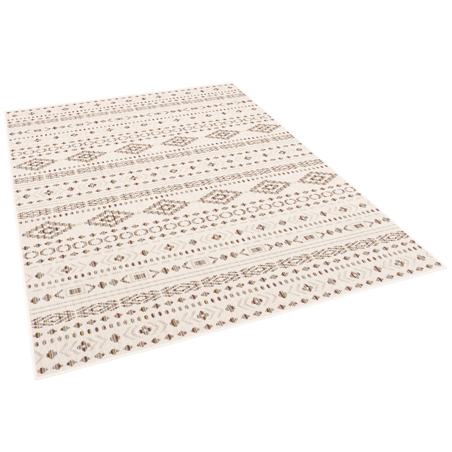 Pergamon In & Outdoor Teppich Flachgewebe Campus Ethno Beige Bunt 200x290cm günstig online kaufen