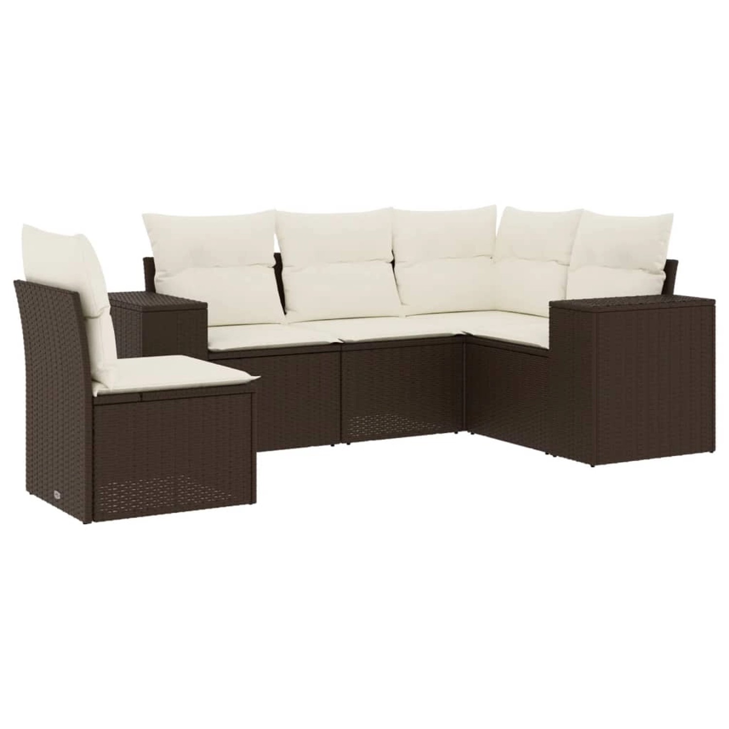 vidaXL 5-Tlg Garten-Sofagarnitur mit Kissen Braun Poly Rattan 3222572 günstig online kaufen