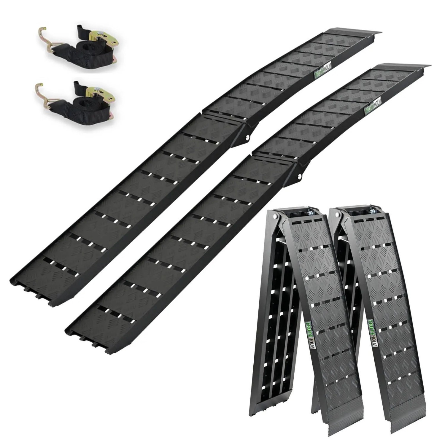 TRUTZHOLM 2x Auffahrrampe Klappbar 228cm Traglast 1360 kg Alu Schwarz