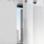 Mydeco Gardinenstange Komplettset, ausziehbar in Edelstahl-Optik mit weißem Vorhang.