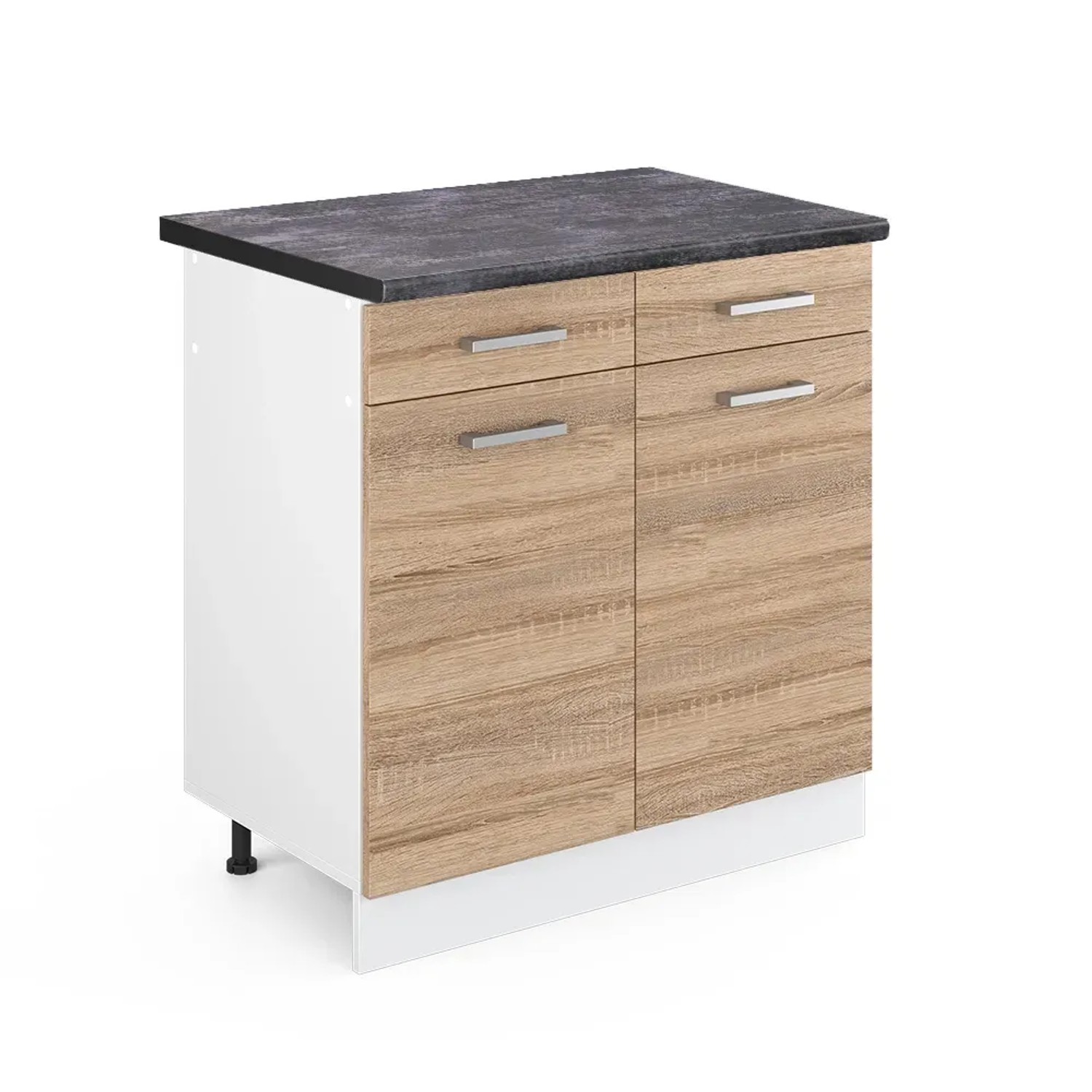 Vicco Küchenunterschrank R-Line Schubladenschrank für die Küche Sonoma/Weiß 80 cm AP Anthrazit
