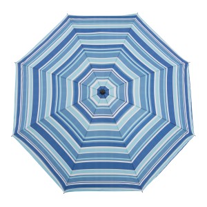 Derby Marktschirm COMO, Ø 165 cm, blau gestreift, mit Knickfunktion, von oben.