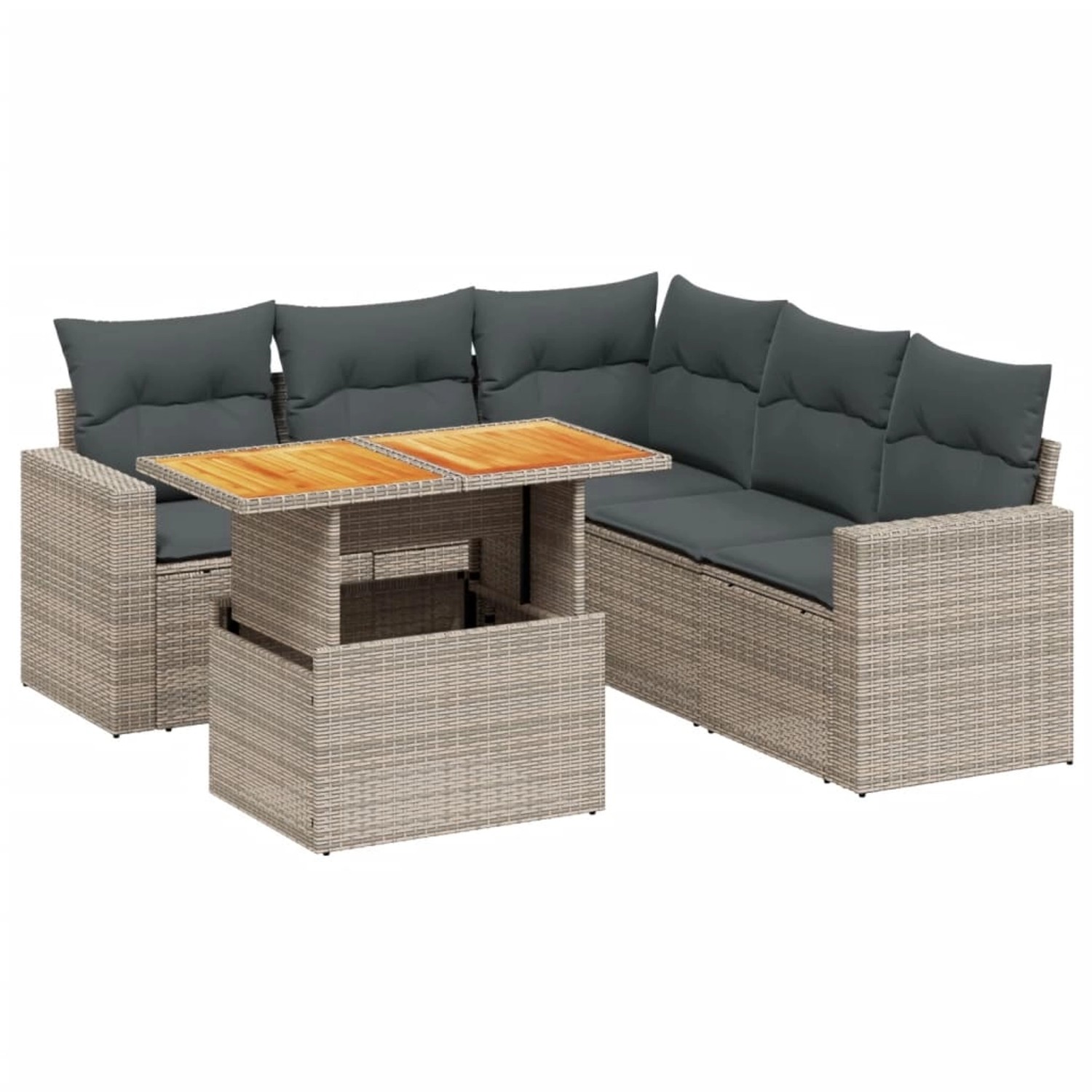 vidaXL 6-Tlg Garten-Sofagarnitur mit Kissen Grau Poly Rattan 3271312 günstig online kaufen
