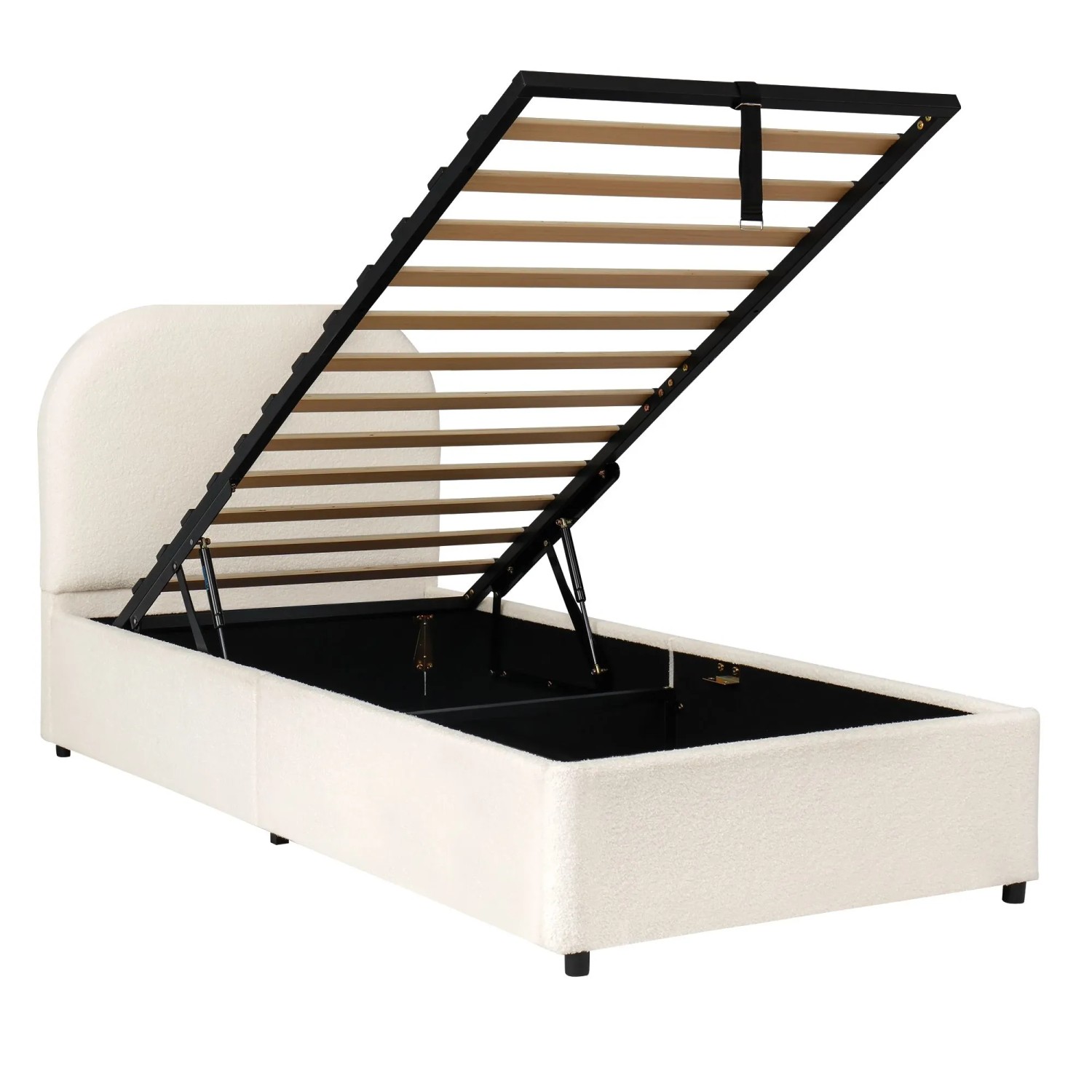 Merax Kinderbett 90x200cm Hydraulik Bouclé Beige