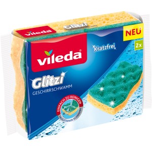 Vileda Glitzi Geschirrschwamm 2er-Pack: Kratzfrei, saugstark und ideal zum Spülen und Reinigen.