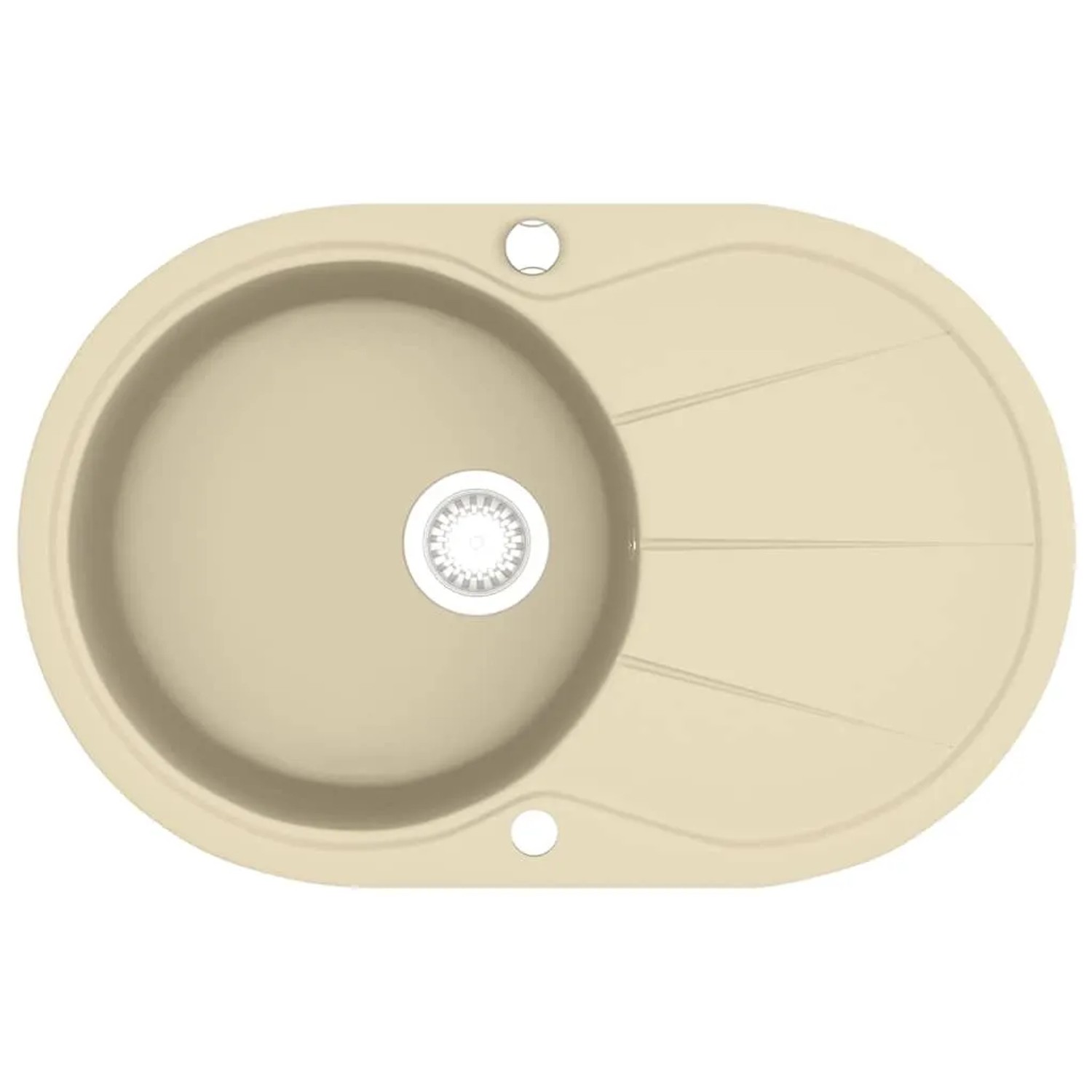 vidaXL Granitspüle Einzelbecken Oval Beige 144866