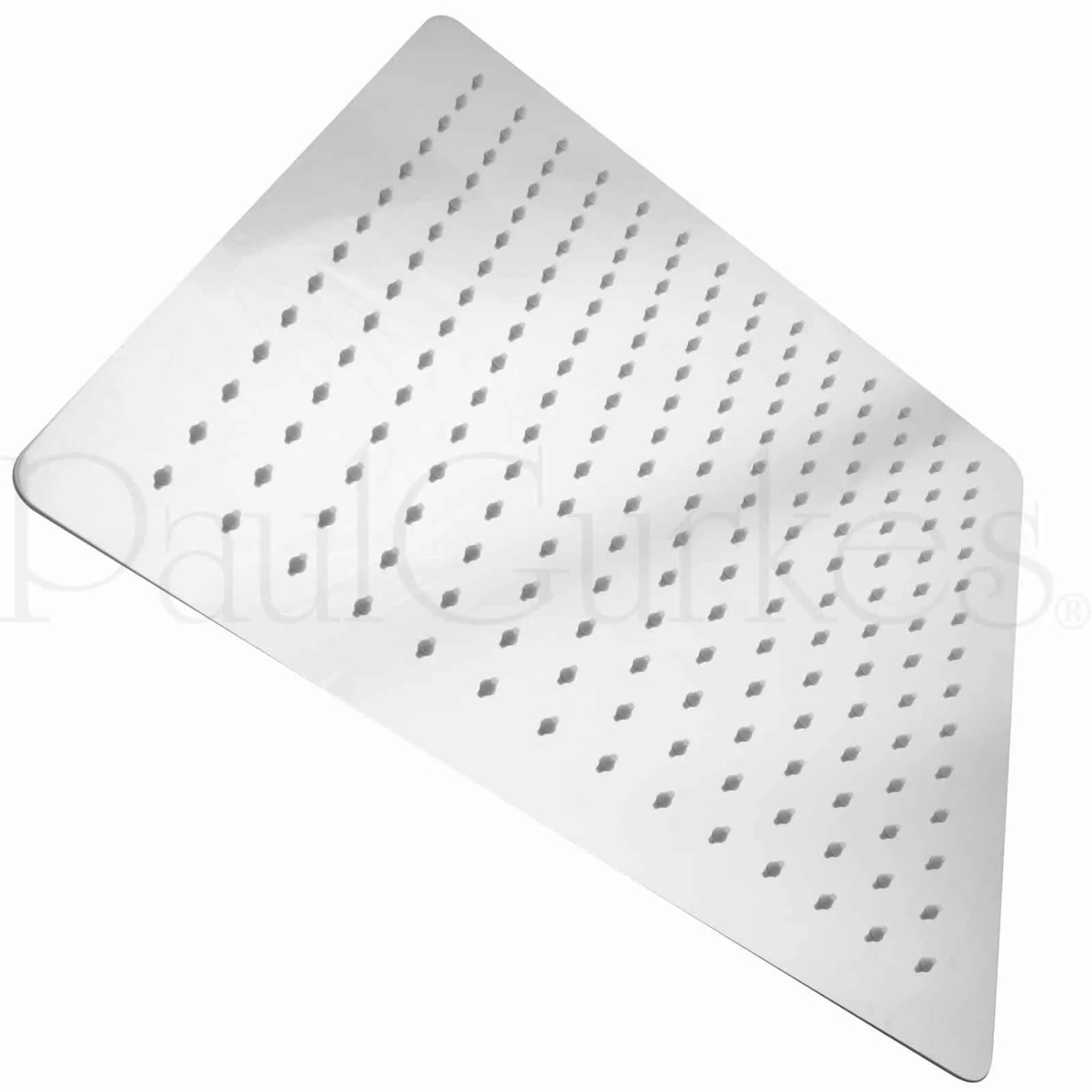 Quadratische PaulGurkes Kopfbrause aus Edelstahl, Teil des Duschsets.