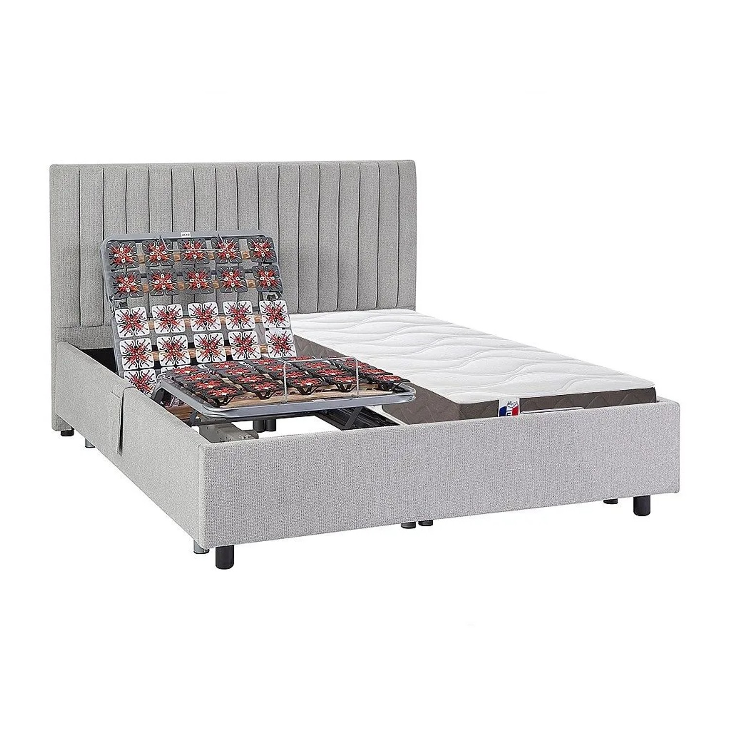 Vente-unique Bett Mit Elektrischem Lattenrost Tiari Grau 204 cm  70 cm  12 cm
