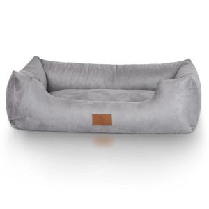 Graues Knuffelwuff Hundebett Dreamline Velours M-L, 85x63cm, für Hunde.