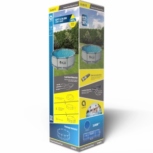 Verpackung des Avenli Frame Plus Stahlrahmenpools, rund, 366x100 cm, grau, ohne Pumpe.