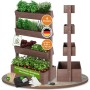 TTL Garden Hochbeet mit 4 Etagen aus Holz, braun, für Balkon und Terrasse. Vertikalbeet für platzsparendes Gärtnern.
